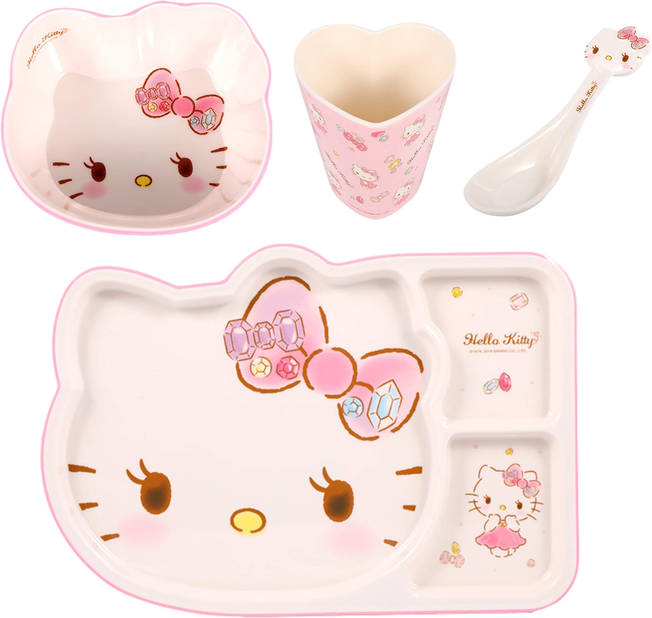 Amazon.com: Hello Kitty Cute Deluxe Pink Dinnerware Flatware Meal Set ...