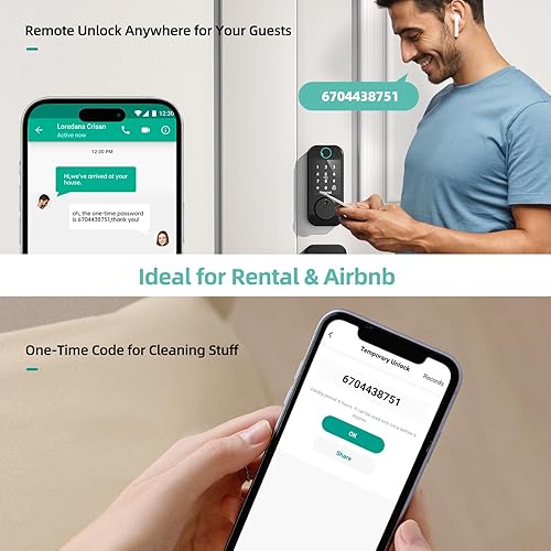 Miniatura 7 de Cerraduras inteligentes WiFi cerradura de puerta delantera SMONET con huella dactilar, entrada sin llave con teclado electrónico digital y control