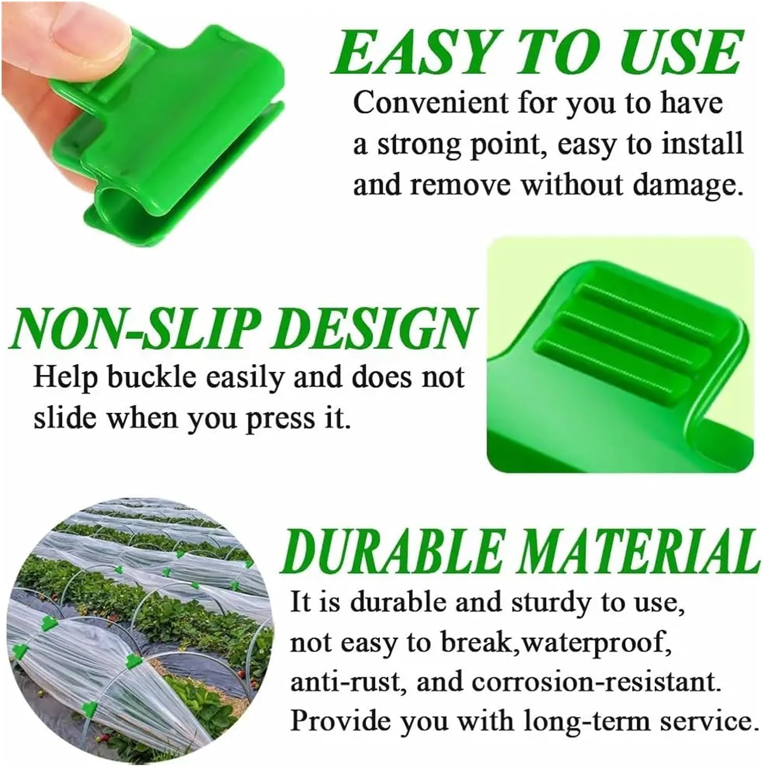 100Pcs Plastics Greenhouse Clamps Film Row Cover Netting Tunnel Hoop Clip Frame Shading Net Rod Garden Greenhouses Supplies