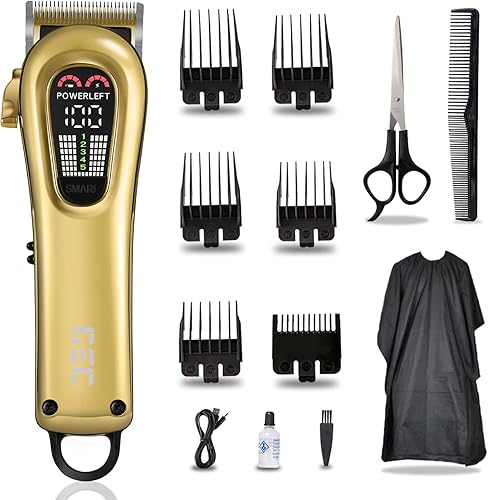 GEC - Cortadora de pelo inteligente para hombres, recargable, profesional, de bajo ruido, 5 modos, con kit de recortador de pelo de luz auxiliar