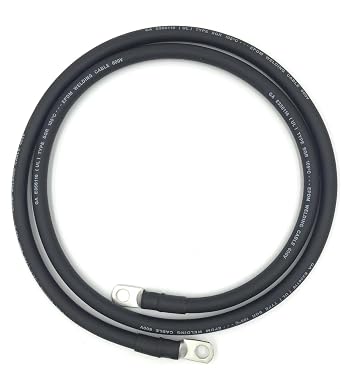 End Game 6 AWG Gauge Premium Battery Cables, Made in The USA, Positive or Negative, Red or Black, Replacement Battery Cables for Car, Truck, RV, Solar 2ft 3/8" Lugs, Black