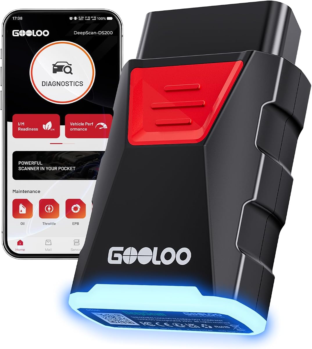 Escáner GOOLOO DS200 OBD2, herramienta de diagnóstico bidireccional para vehículos 1996+ | Cubre automóviles Serie F, Silverado, RAV4, CR-V y más de 10000, lector de códigos de automóvil inalámbrico para diagnóstico de motor/TPMS/ABS/Airbag/transmisión