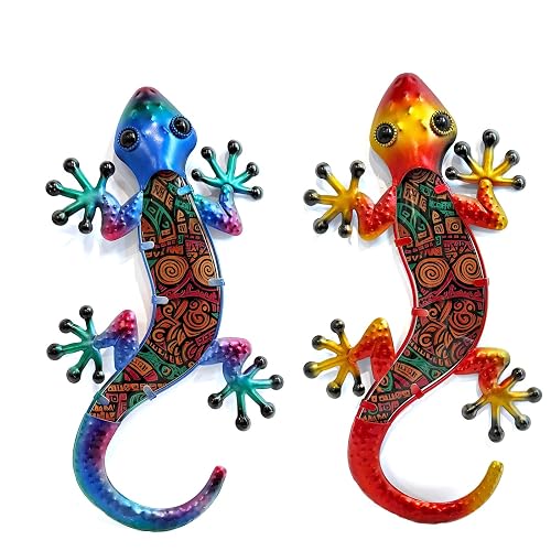 HONGLAND Lizard Wall Decor- 15 Inch Gecko Metal Wall Art