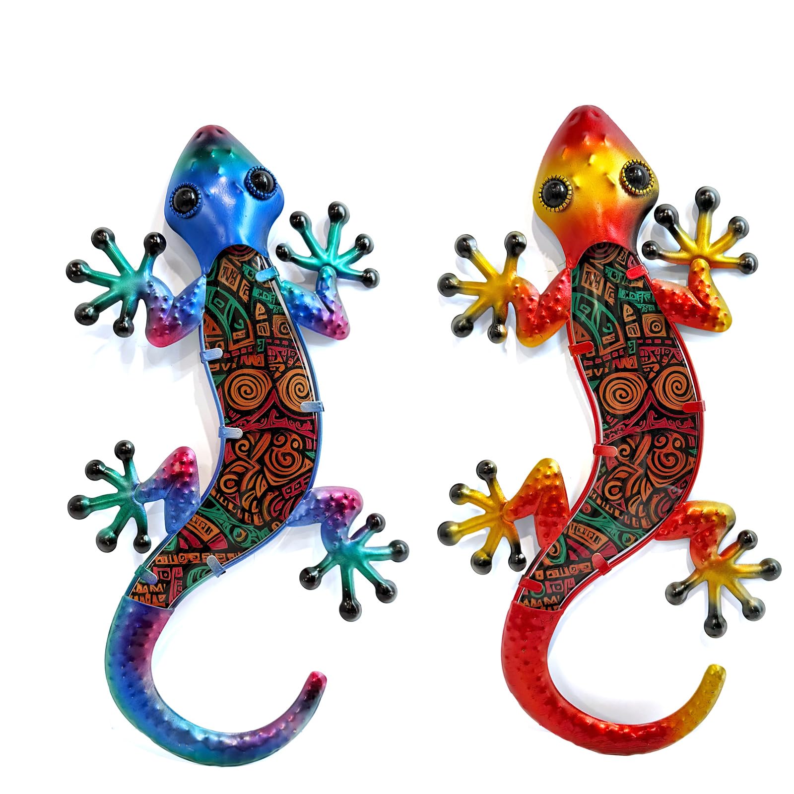 HONGLAND Metal Gecko Wall Art 2 Pack 15 Inch Lizard Outdoor Decor Hanging Glass Sculpture Decoration for Garden Fence Home — view 18