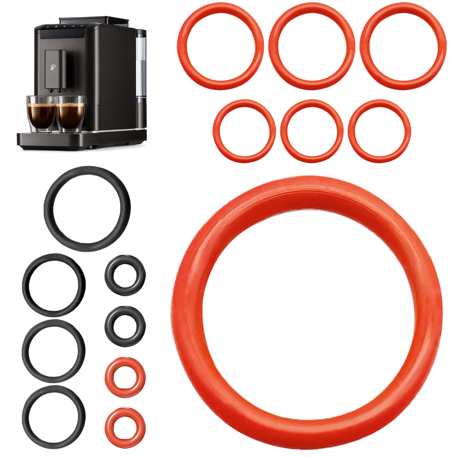 LEBOKJ Pack of 15 O-rings seal for Philips fully automatic coffee machine spare parts maintenance kit seal maintenance kit O-rings for brewing group support valve outlet valve for Philips Saeco spidem