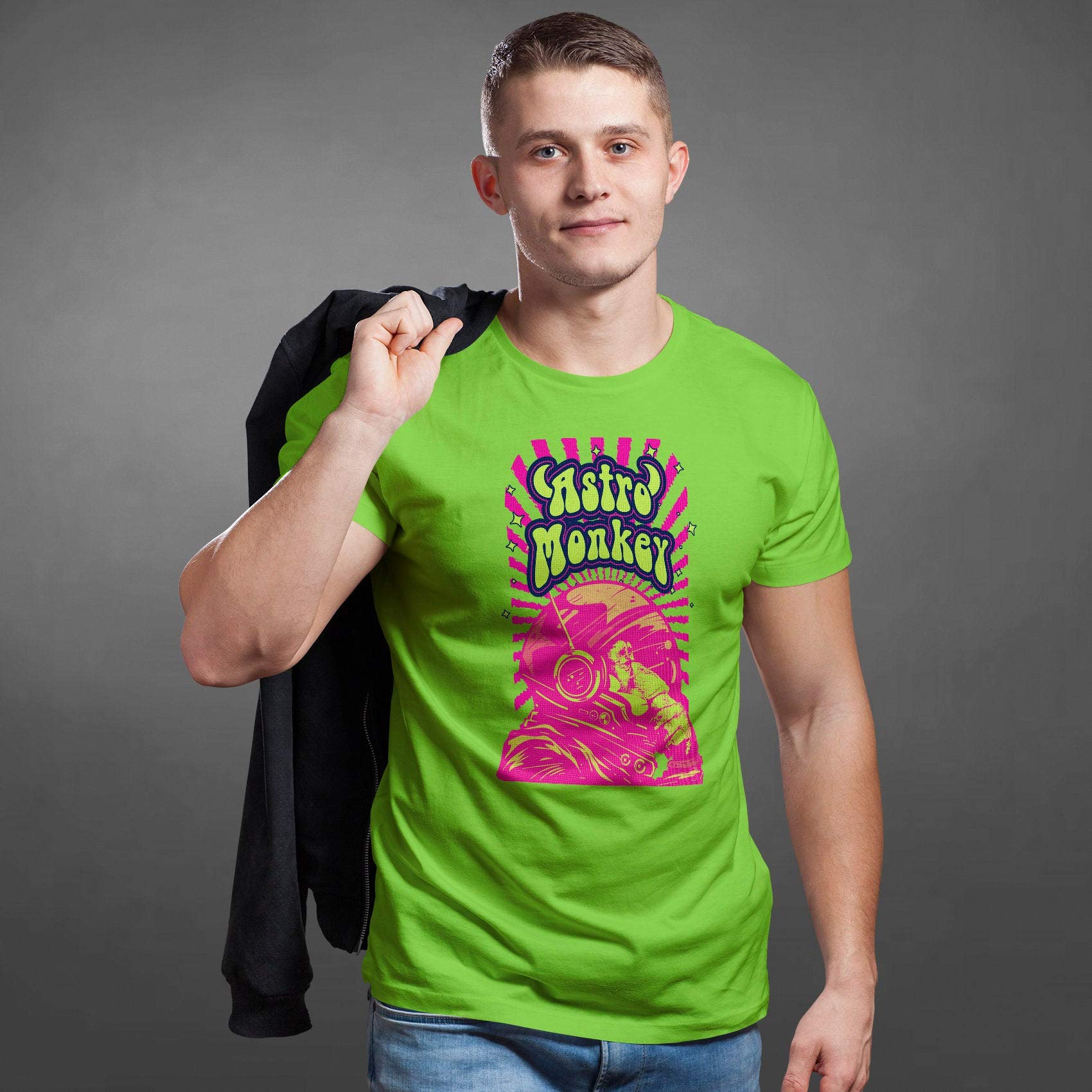 Camiseta personalizada para hombre de Monkey Lover - Camiseta divertida de regalo con ilustración abstracta de animales - Camiseta Astro Ape para niño, blanco, S