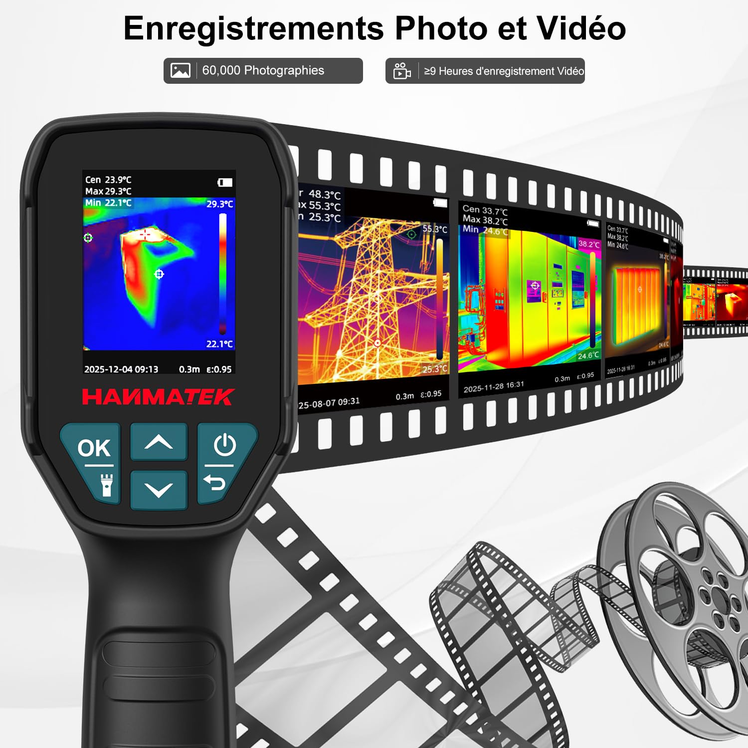 HANMATEK Caméra thermique Ti240 Outil d'imagerie pour anomalies de température et caméra thermique de chasse avec résolution de 240 x 240 pixels, plage de température de -68 °F à +752 °F, rechargeable