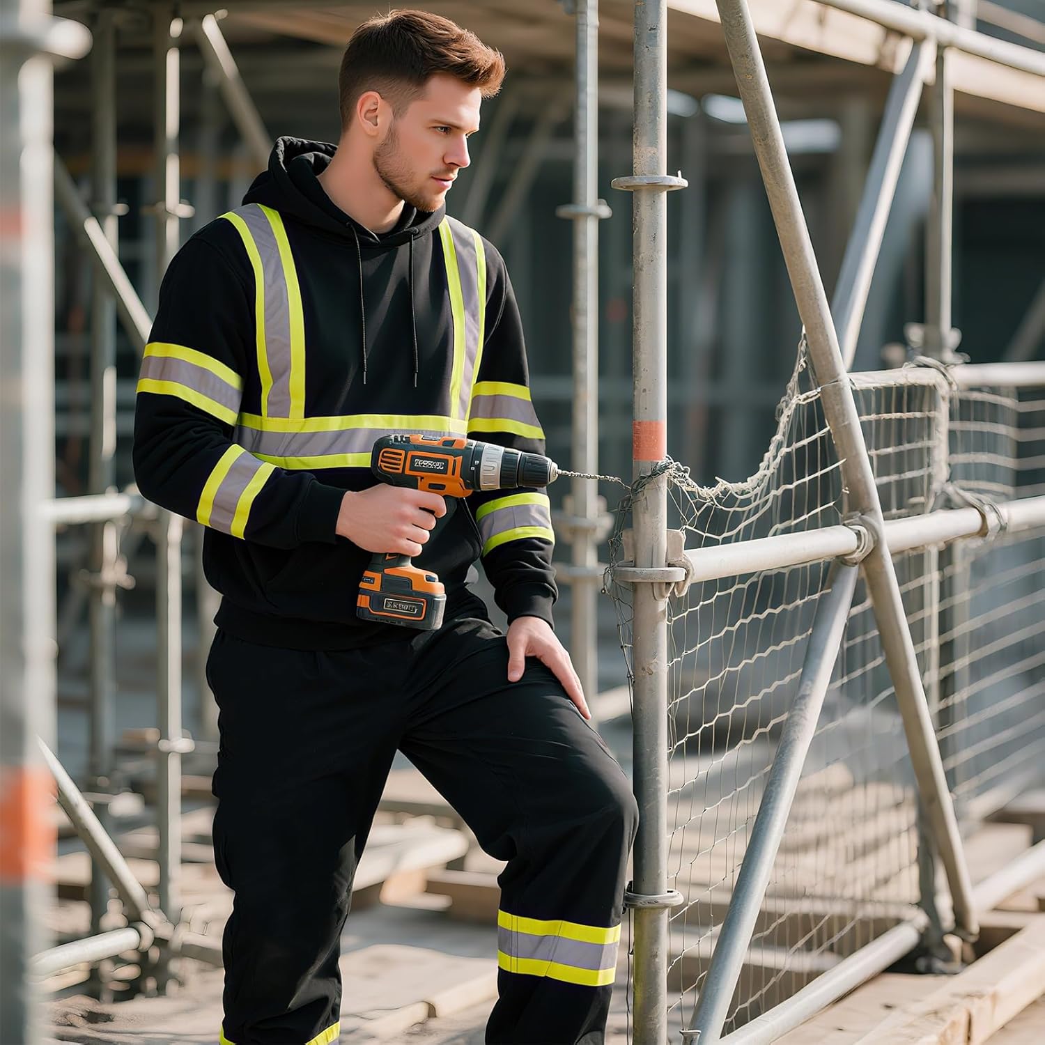 VENDACE Hi Vis Safety Sweatpants for Men Reflective High Visibility Winter Construction Work Pants Class E - Image 6