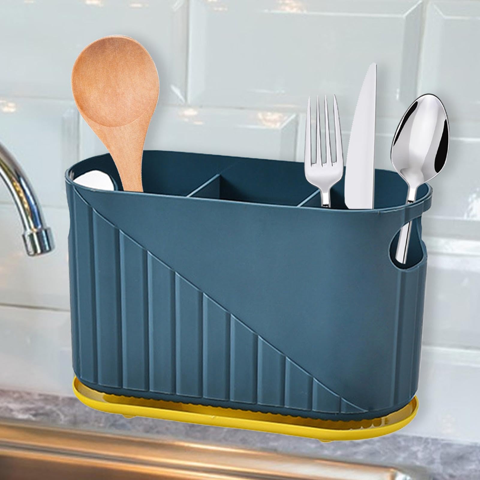 Organisateur De Couverts 4 Compartiments - Porte-argenterie Compact Pour Tiroir De Cuisine - Plateau De Rangement Ustensiles - 3