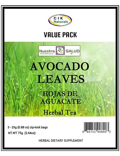 Miniatura 5 de Hojas de té de aguacate Infusión de hierbas Hojas de Aguacate Te Value Pack (2.65 oz) 100% natural sin cafeína