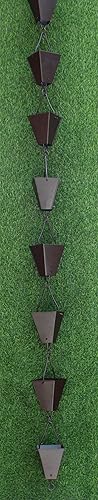 Miniatura 4 de KAM Home - Cadena de lluvia con tazas cuadradas cónicas de bronce con kit de instalación (marrón, 11)
