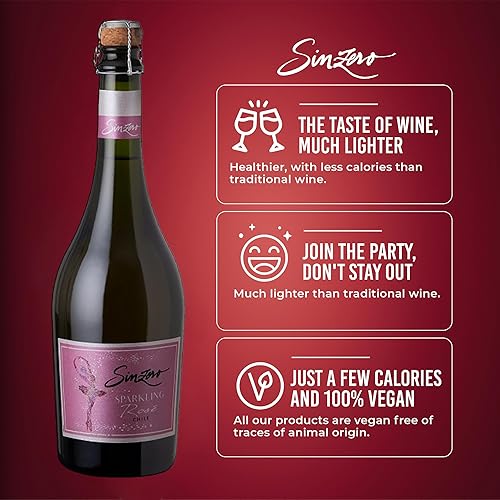 Miniatura 32 de SINZERO Sparkling Brut - Alternativa al champán seco sin alcohol, baja en calorías, acidez equilibrada, 25.4 onzas líquidas