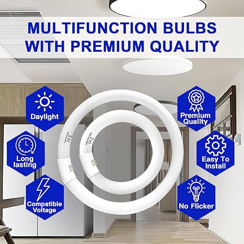 Miniatura 5 de FC8T9/CW 22W y FC12T9/CW Juego de 32 W Blanco Frío, 8 pulgadas T9 22 Watts Circular Bombillas Circulares, 12 pulgadas 32 Watts Bombilla de anillo