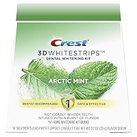 Vista 1 de Crest 3D Whitestrips, Arctic Mint, kit de tiras blanqueadoras de dientes con suero de tubo de sabor, 28 tiras (paquete de 14 unidades)