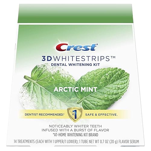 Crest 3D Whitestrips Arctic Mint Teeth Whitening Strip Kit with Tube of Flavor Serum 28 Strips 14 Count Pack Crest 3D Whitestrips Arctic Mint Teeth Whitening Strip Kit with Tube of Flavor Serum 28 Strips 14 Count Pack