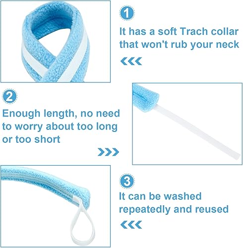 Miniatura 5 de Sosation 15 piezas de soporte de tubo de traqueotomía ajustable suministros de traqueotomía soporte de tubo suave reutilizable kits de cuidado para