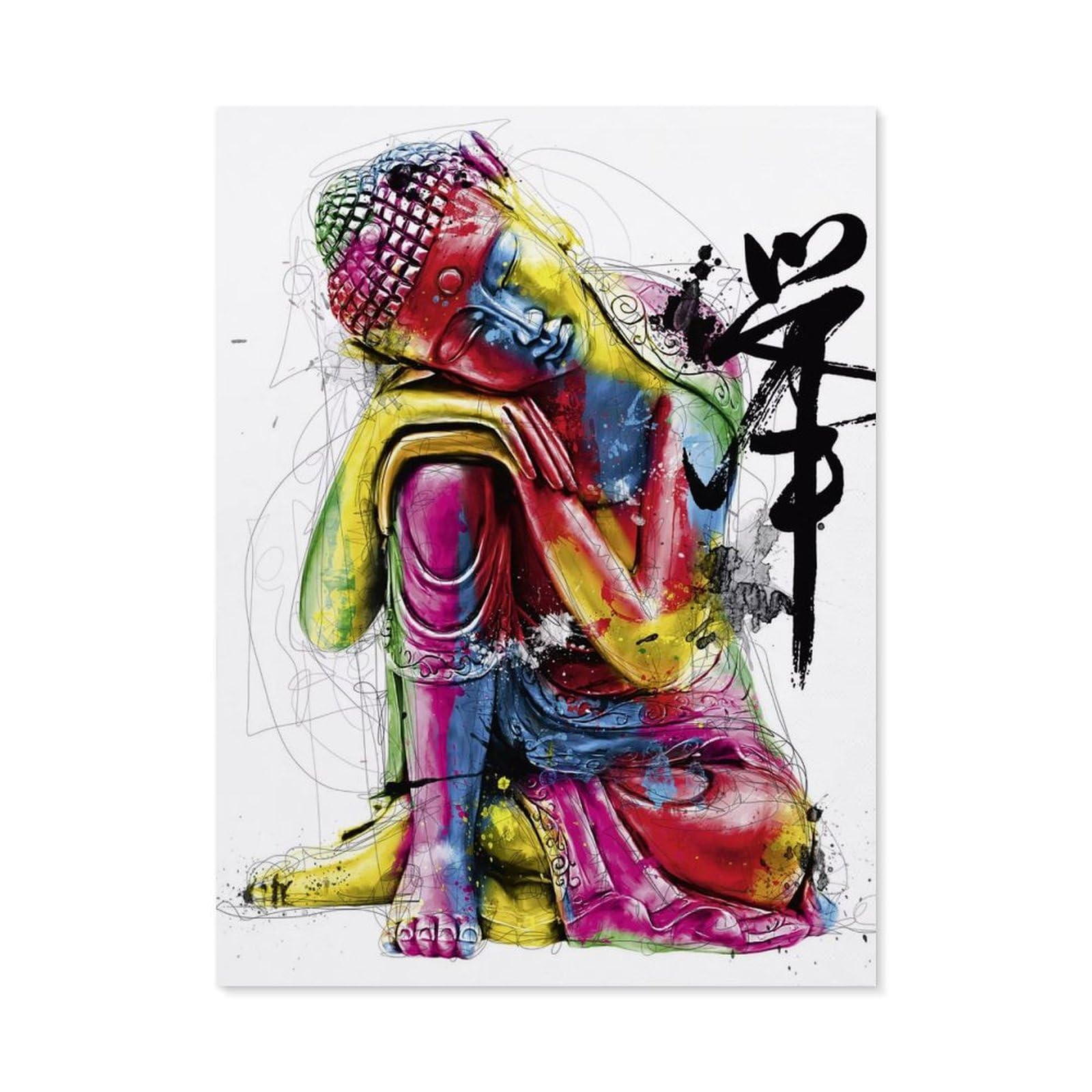 Beayodkp A14 Paint By Numbers For Adults，Buddha，Diy Oil Painting Paint By Number Kits Linen Canvas Wall Art House Decor(30X40cm) 11.8X15.7 Inches-H74
