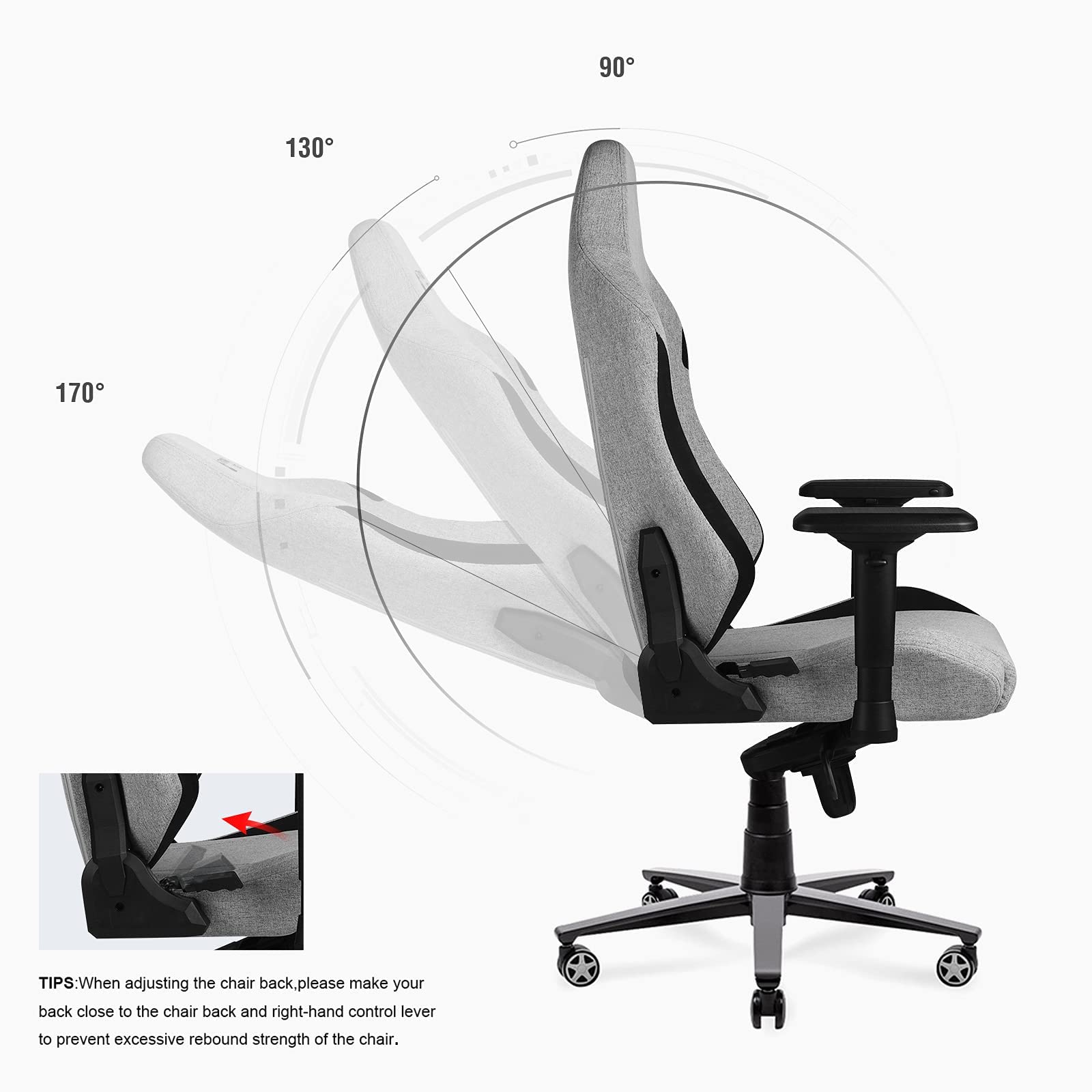Xburan Gaming Chair 350lb Big and Tall High Back Computer Office Chair by GTRACING Fabric