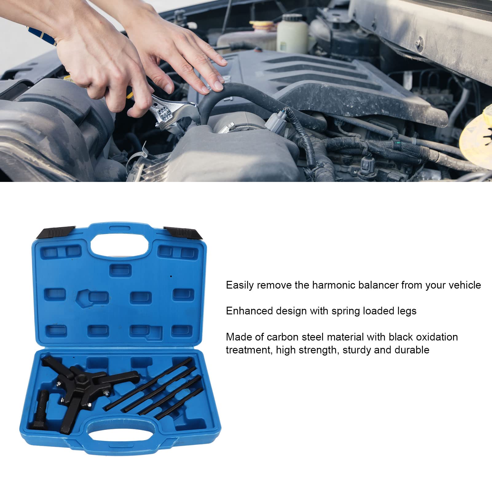 harmonic balancer repair kits 6pcs Harmonic Balancer Puller Set Carbon Steel Black Oxide Finish Damper Pulley Puller Kit