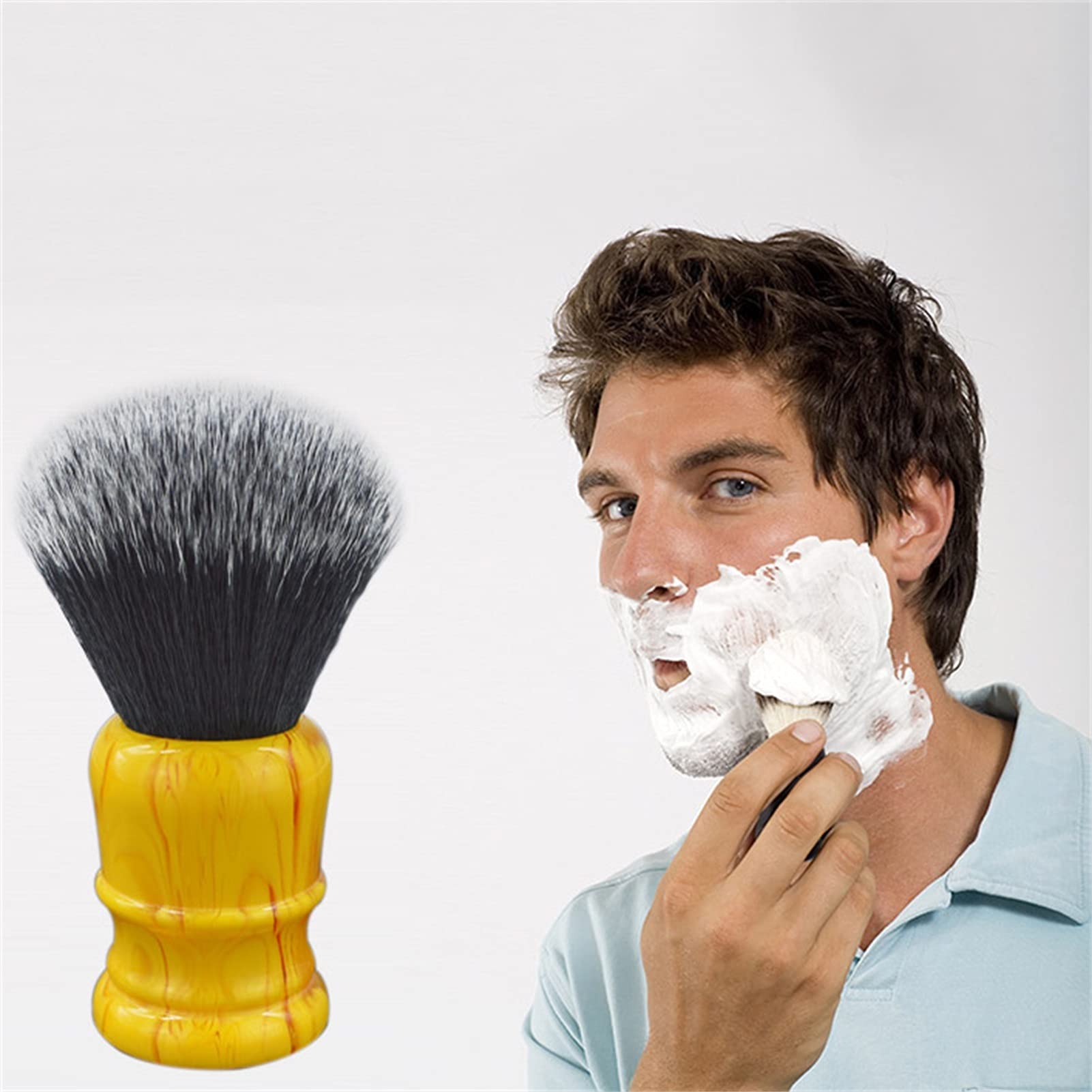 AnSafe Brocha de Afeitar Hecho a Mano Barba Espuma Cepillo Hombre Portátil Durable Brocha de Afeitar húmeda