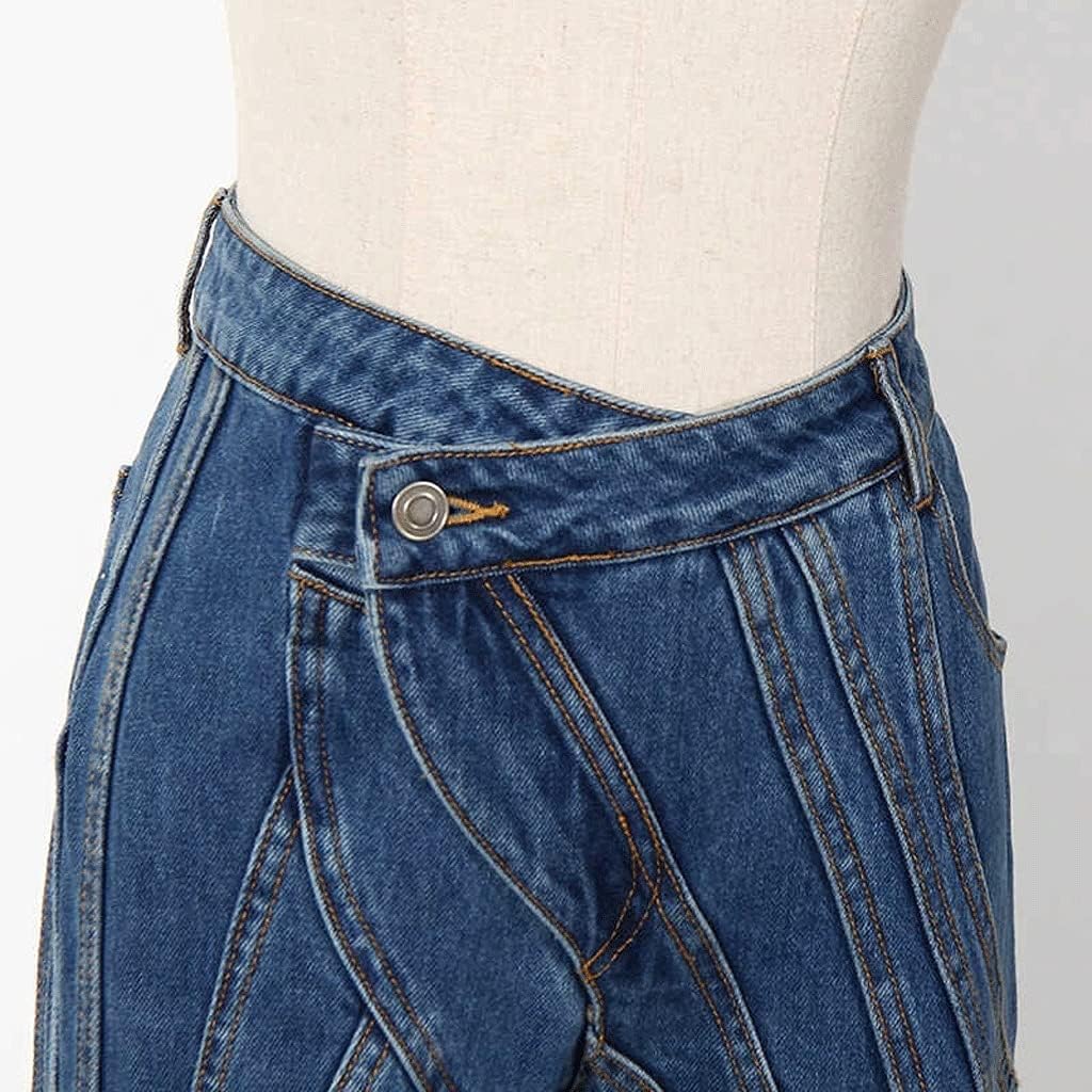 保存版 Xleve 非対称スプライス斜めウエストプラッチェットズボンルーズフィットパンツ女性ファッション潮春秋 Color Blue Size S Code Applepress Ca