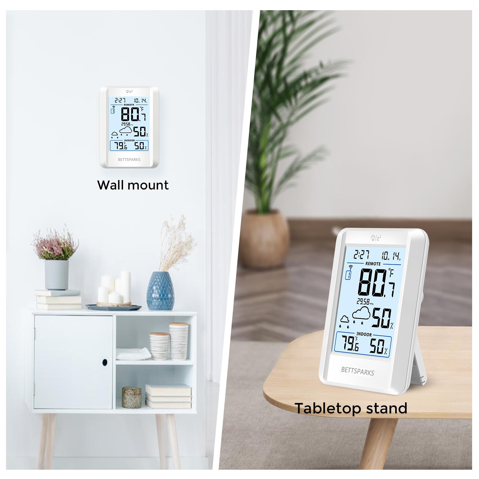 Termometro per interni ed esterni, stazione meteo wireless, termometri interni ed esterni, con sensore remoto da 100,6 m, display retroilluminato alimentato a batteria