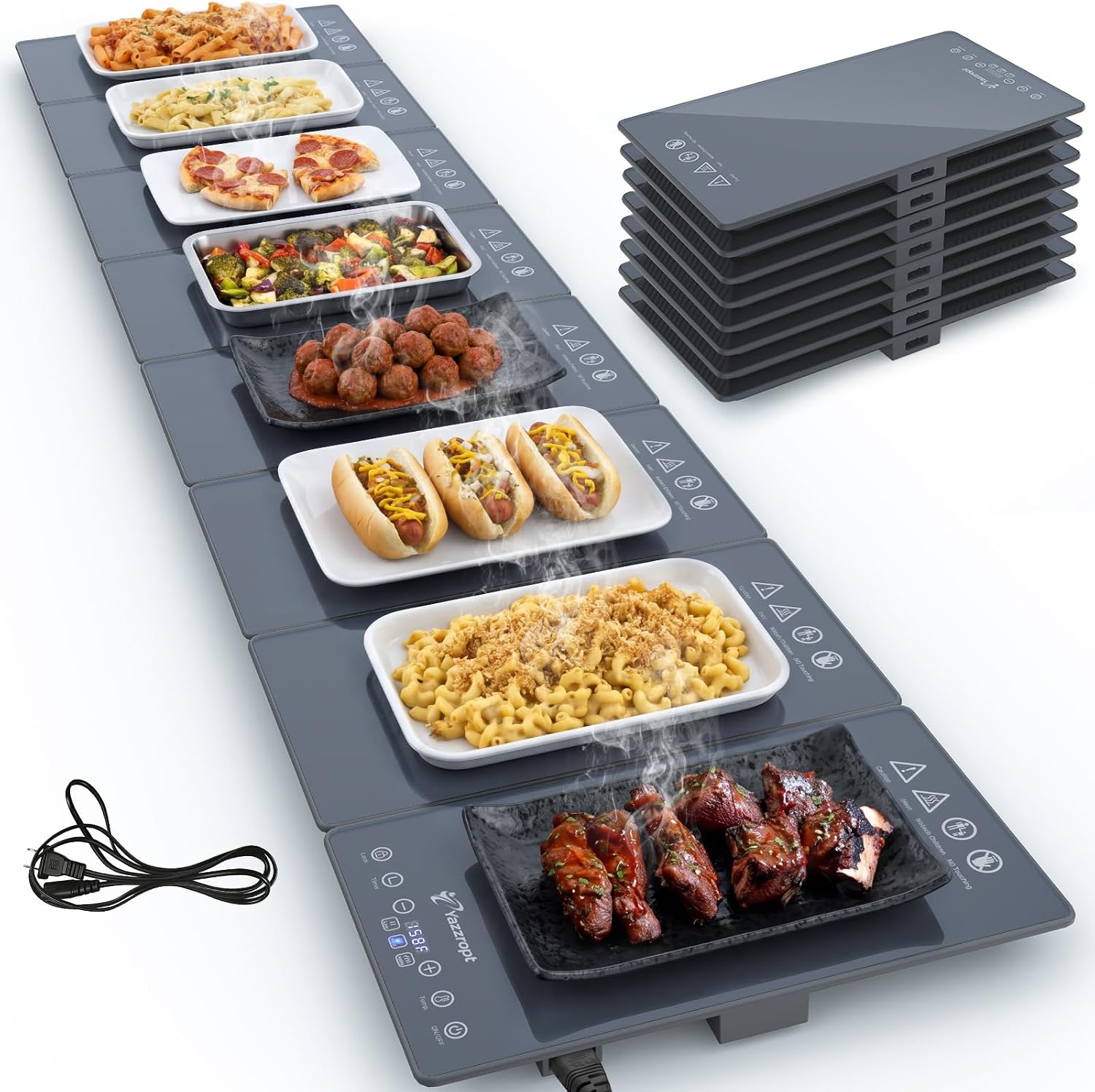 66.7" x 15" Food Warmers for Parties Buffet, 8-in-1 Electric Warming Trays for Buffets Party, Glass Food Warming Mat with 17 Heat Levels & 12H Timer for Family Dinners Catering Gatherings