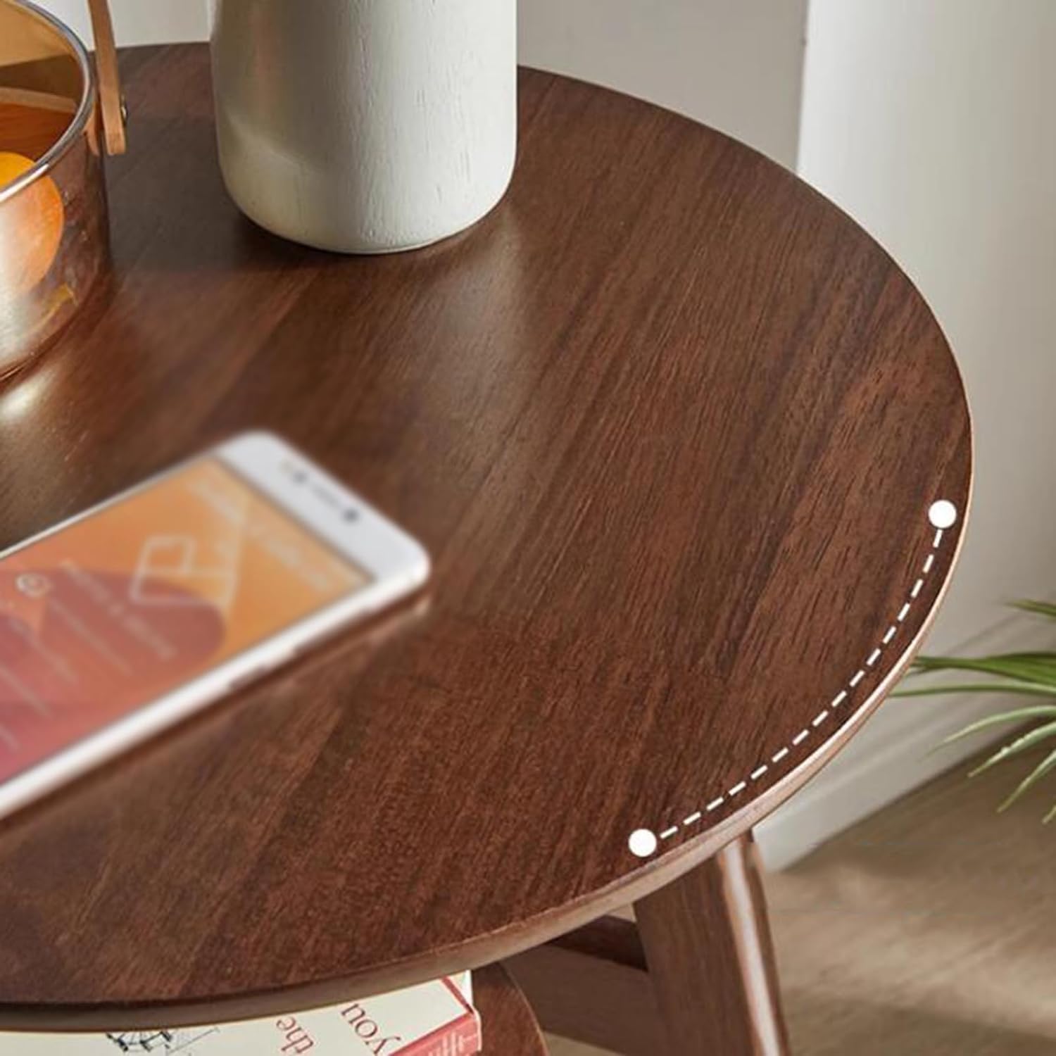 Aimery Office End Table 2 Tier Wooden Sofa Side Table, Vintage Living Room Coffee Table with Shelf, Stable Snack Table for Bedroom Dessert Shop Balcony