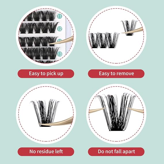FADVAN Cluster Eyelash Extensions, 280 Pieces, D Curl Eyelashes, Individual False Eyelashes, Professional Natural Eyelash Extensions for DIY (80D-0.07D, Blend 8-16mm)