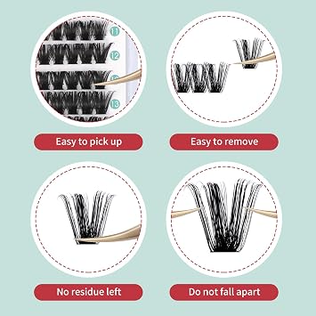 FADVAN Cluster Eyelash Extensions, 280 Pieces, D Curl Eyelashes, Individual False Eyelashes, Professional Natural Eyelash Extensions for DIY (80D-0.07D, Blend 8-16mm)