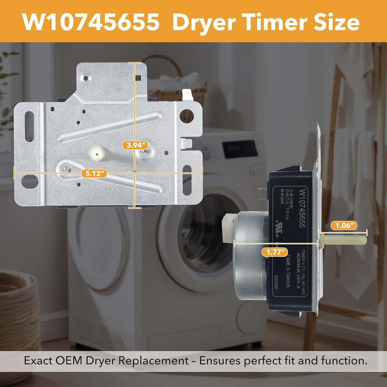 W10745655 W10436308 Dryer Timer Replacement, Genuine OEM Quality, Replaces WPW10745655, W10857612, AP6003908, PS11731366, Fits Whirlpool, Maytag, Amana, Admiral, Roper Dryers, 2-Year Warranty