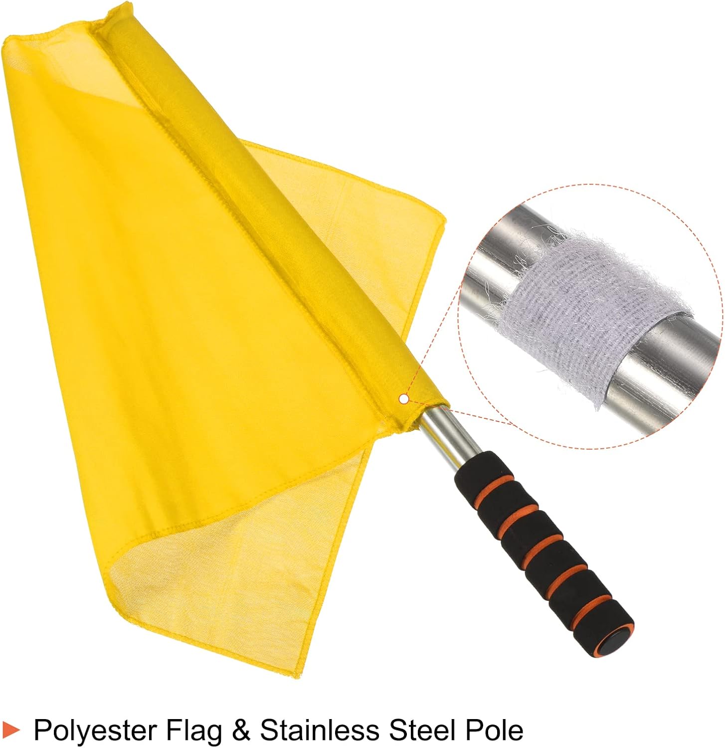 PATIKIL Referee Flag, 4 Pack Stainless Steel Pole Sponge Handle for Football Soccer Track and Field Sports Linesman Command Hand Signal, Yellow - Image 3