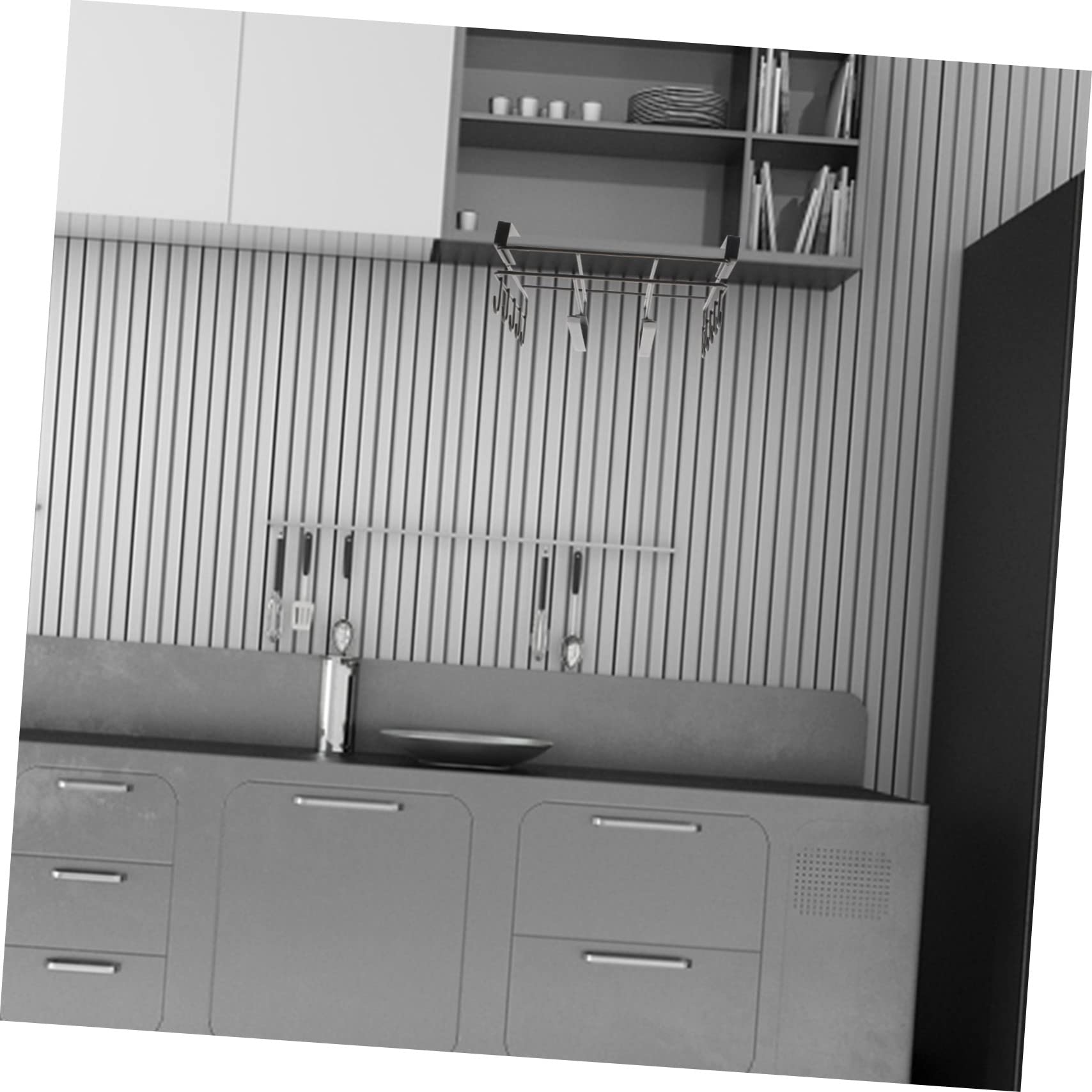 Garneck Mensola Portaoggetti da Cucina in Acciaio al Antiscivolo e Facile da Pulire Design Semplice e Angoli Arrotondati per Riporre Coperchi di e Tazze