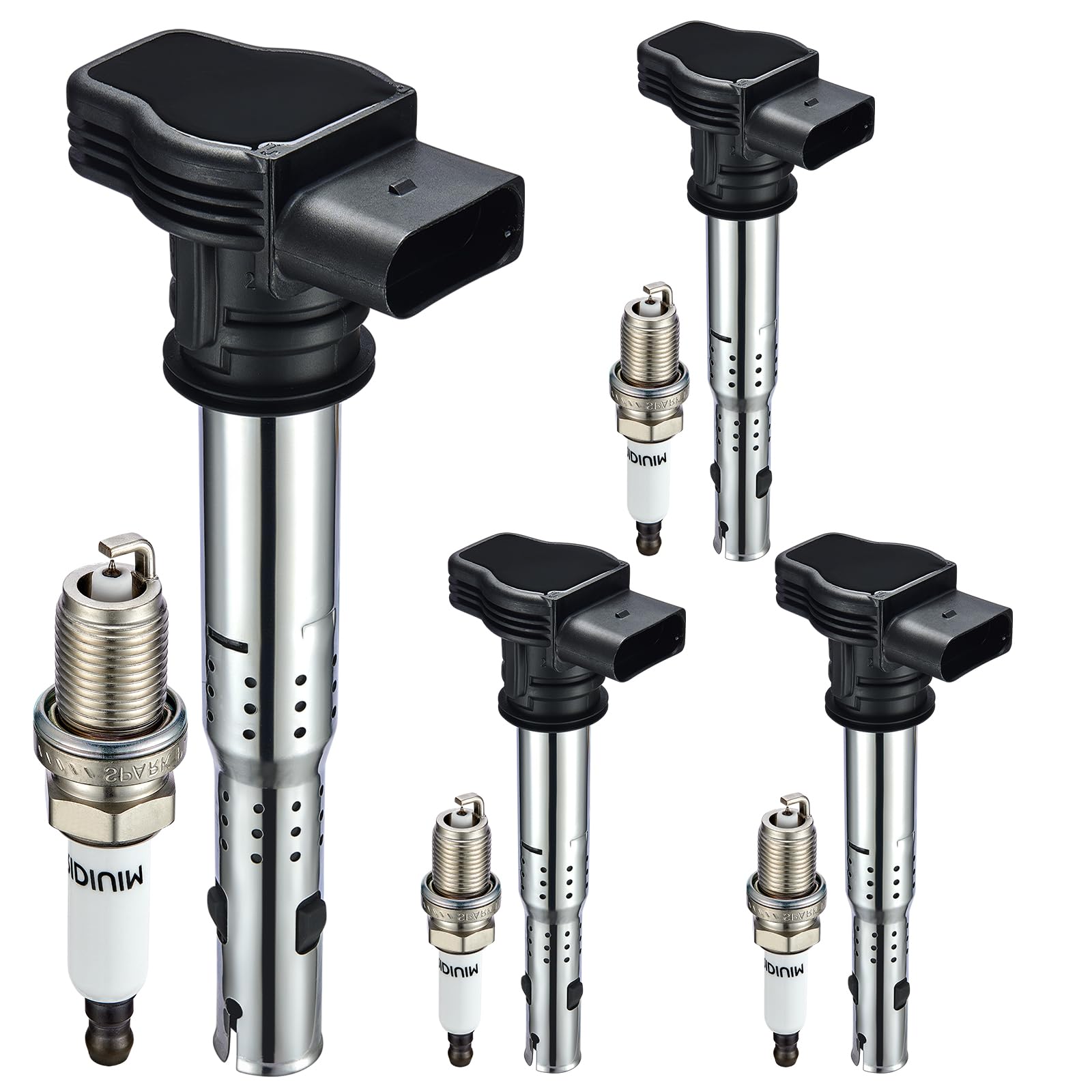 4 Ignition Coils+ 4 Spark Plugs UF575/PFR7S8EG for Audi/VW 2009-2017