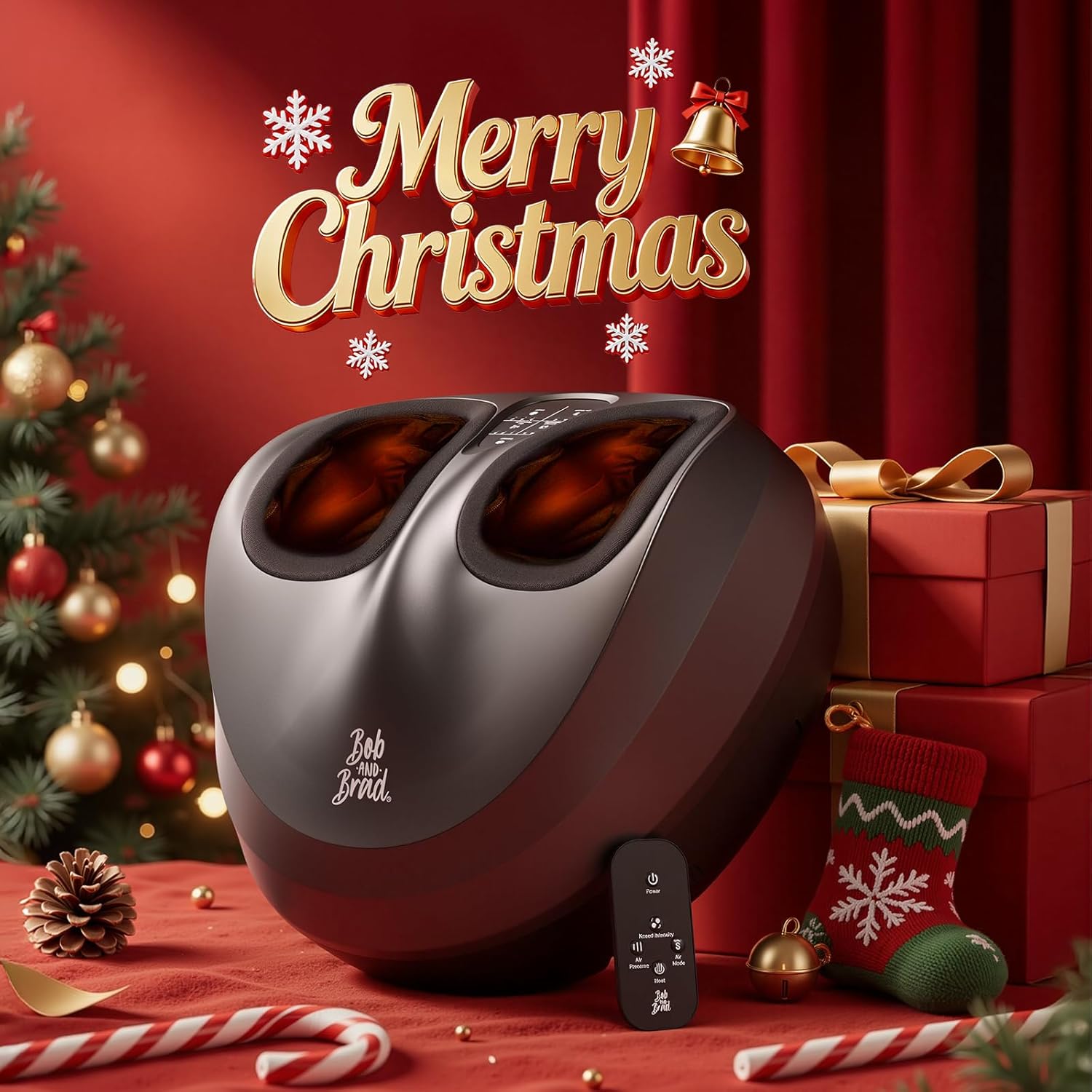 BOB AND BRAD Foot Massager Machine with Heat and Remote, Fits up to Size 14, FSA Eligible HSA Shiatsu Deep Kneading Foot Massager for Plantar Fasciitis and Neuropathy, Christmas Gi...