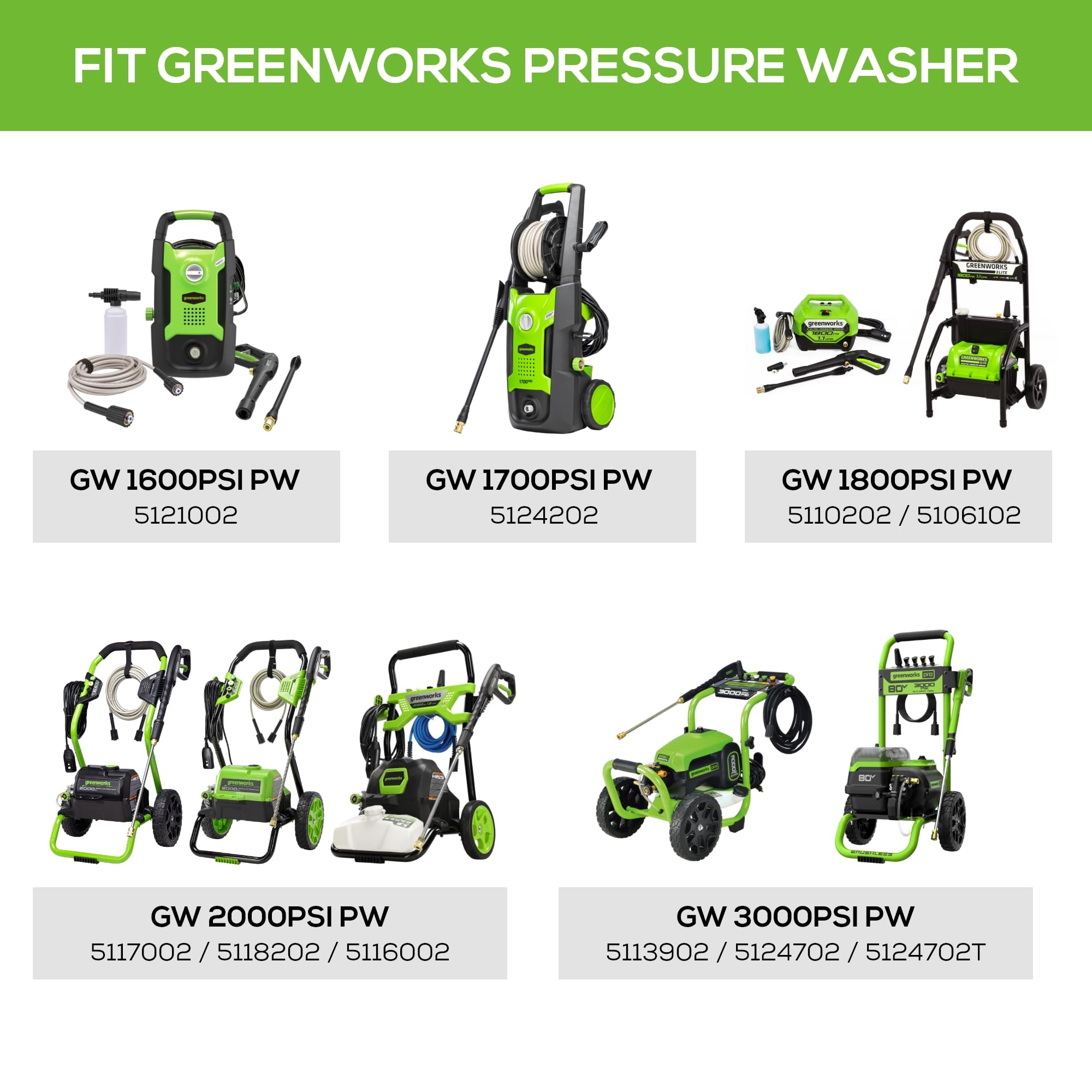 Greenworks 51362 Accesorio para Lavadora a presión, Negro y Verde