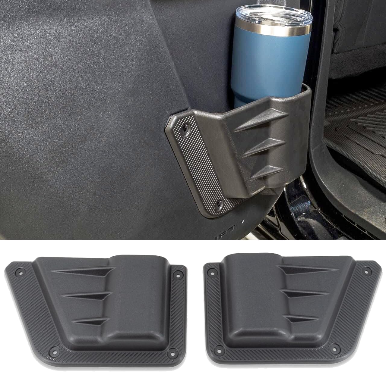 IAG I-Line Interior Rear Door Storage Pockets for Ford Bronco 4 Door 2021+ (1 Rear Pair, ABS, Requires Modification to Door) Cup Holder