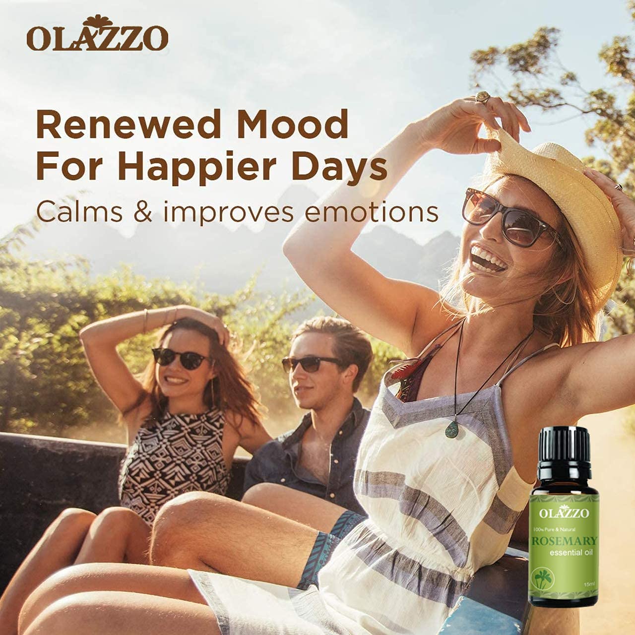 Olazzo Rosemary Essential Oil 15ml – Pure & Natural Aromatic Oil for Hair, Skin, Scalp, Diffuser & Refreshing Aroma – Ideal for DIY Blends, Massage, and Home Fragrance 1