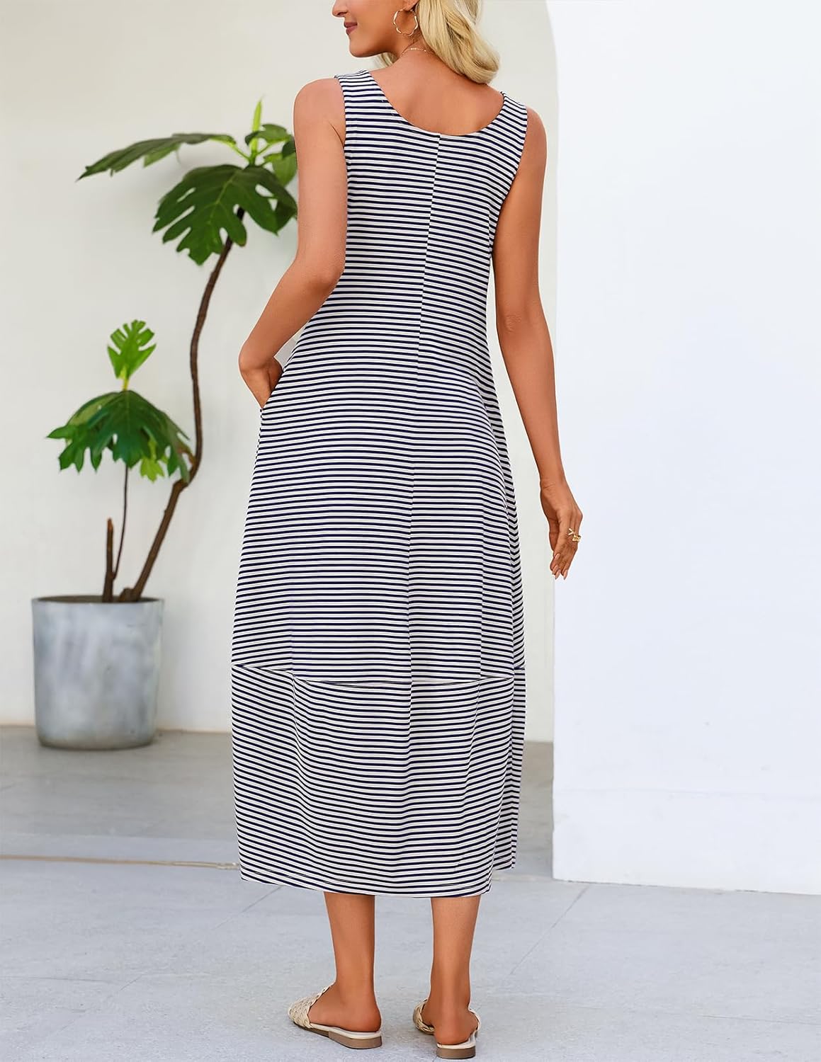 MEROKEETY Women's Boho Maxi Sundress 2026 Summer Beach Dress Scoop Neck Sleeveless Loose Tank Dress - Image 3