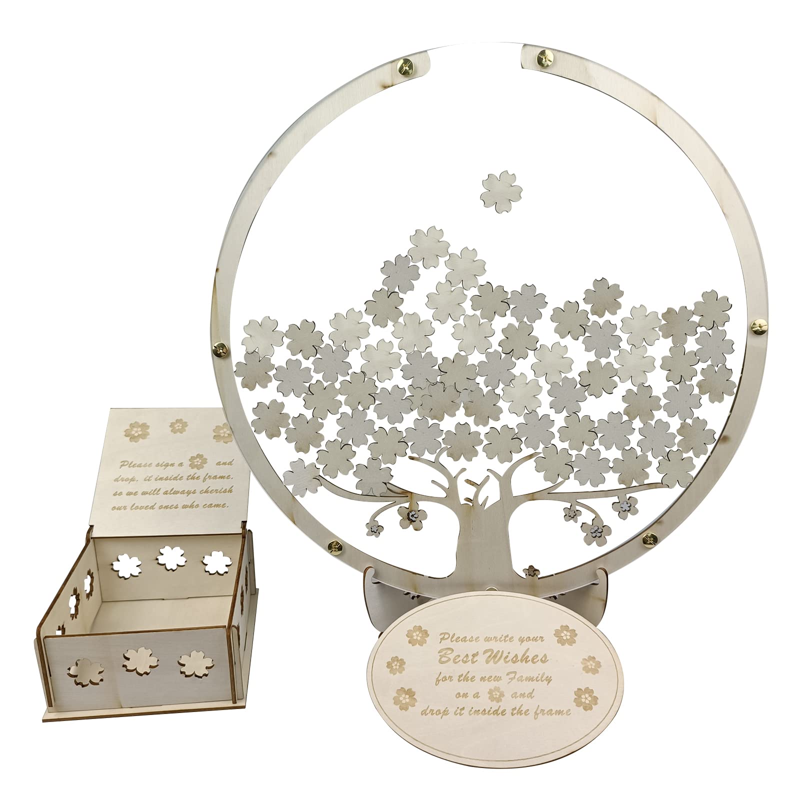 Starnearby Livre d'or de Mariage en Forme d'arbre, Alternative au Livre d'or de Mariage en Bois, Décoration de Mariage, Ornements de Souvenirs pour Réception de Mariage