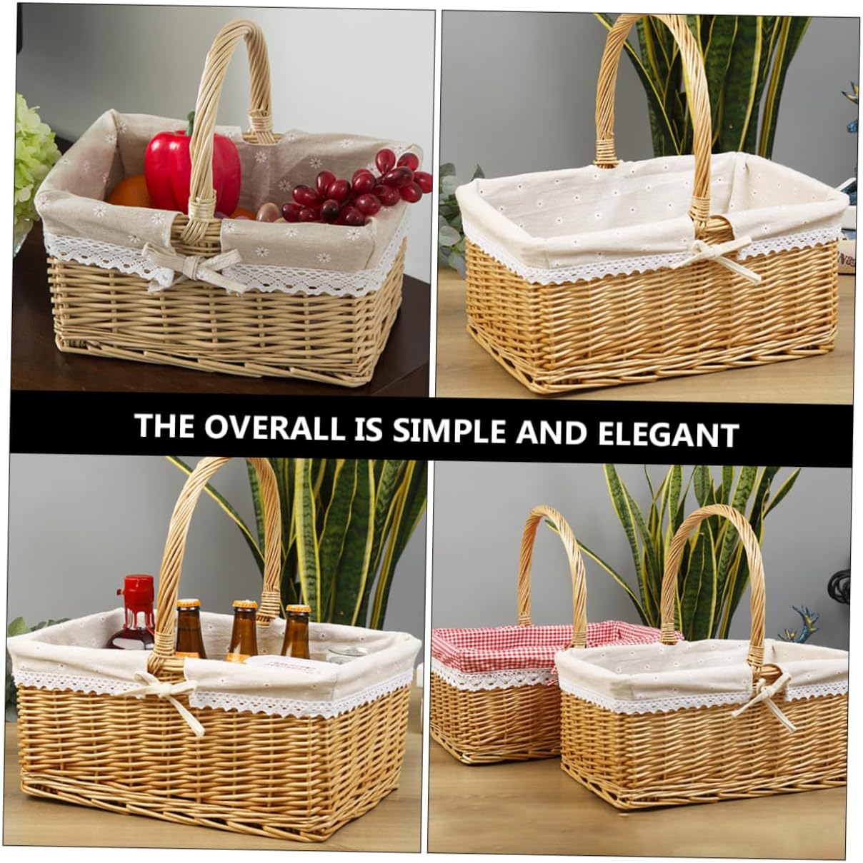 VANZACK 1pc Outdoor Fruit Basket for Picnic Storage Handmade Weaving Storage Basket for Flowers Fruits for Garden Decor