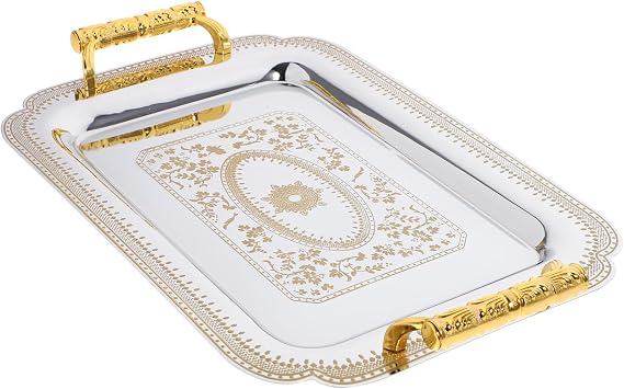 Zerodeko 1Pc Retro Fruit Tray European Style Tray Food Plate Double Handle Tray for Hotel Home Buffet