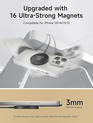 Miniatura 5 de JSAUX Cargador para iPhone 17 Magsafe de carga inalámbrica, compatible con iPhone 17 Air Pro Max/16/15/14/13/12, almohadilla de carga magnética