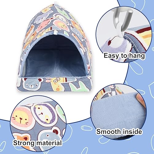 Miniatura 92 de UPINS Paquete de 2 camas de conejillo de indias de 9.8 pulgadas, escondite lavable de conejillo de indias, accesorios para conejos enanos, Gris azul