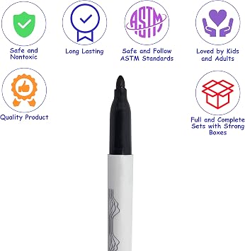 Color Swell Bulk Permanent Markers, 60 Markers, Black Ink