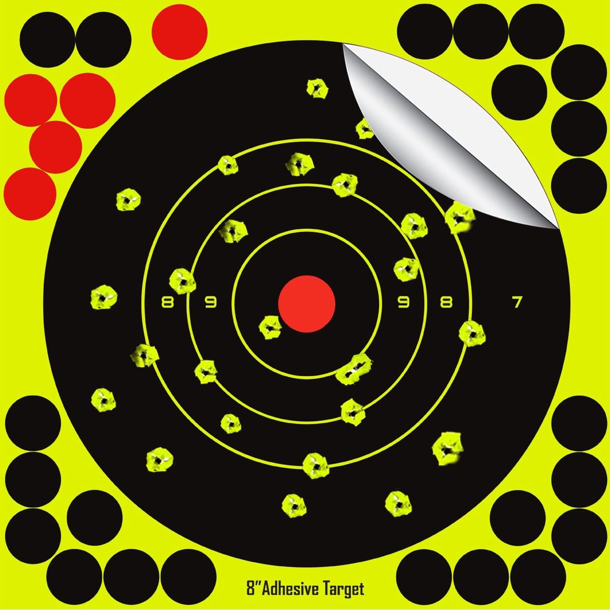 8" Yellow Adhesive Splatter Target - See Your Shots Instantly Burst Bright Fluorescent Yellow Upon Impact for Gun, Rifle, Pistol, AirSoft, BB Gun, Pellet Gun, Air Rifle Shooting Targets, 25 Pack