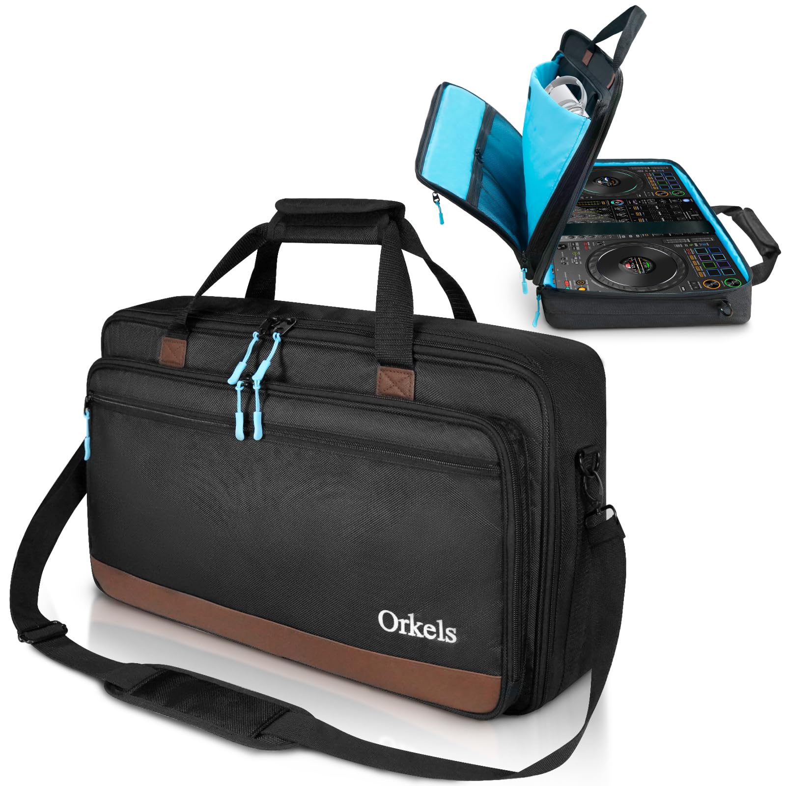 ORKELS DJ Controller Bag, Portable Padded DJ Travel Case with Storage Pocket, Compatible with Pioneer DDJ-400 SB3 SB2 RB FLX4 REV1 DJ2GO2 Party Mix