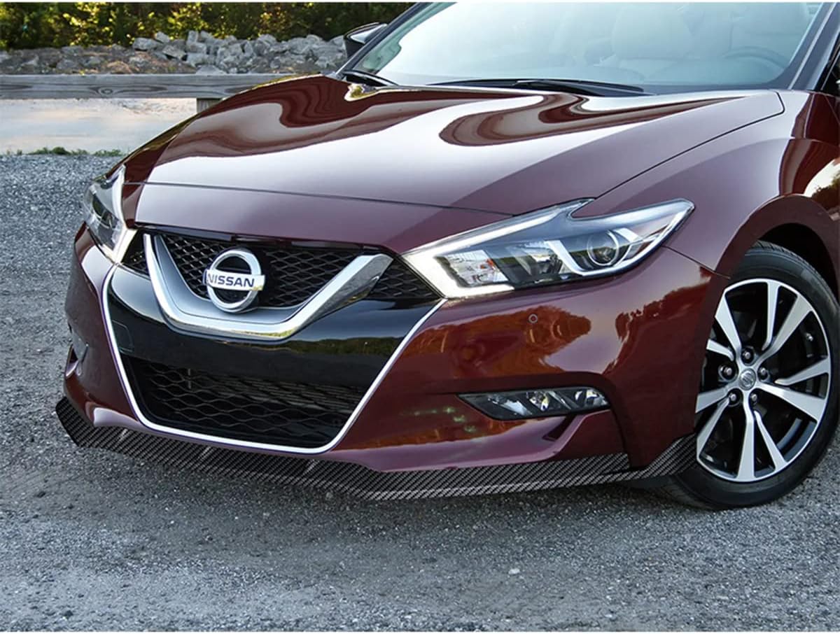 Stay-Tuned, 5PCS GT-Style ABS Front Bumper Lip Spoiler Body Kit + Universal 31" x 4" Side Skirts, Compatible with Nissan Maxima 2016 2017 2018, Exterior Accessory (Carbon Painted)