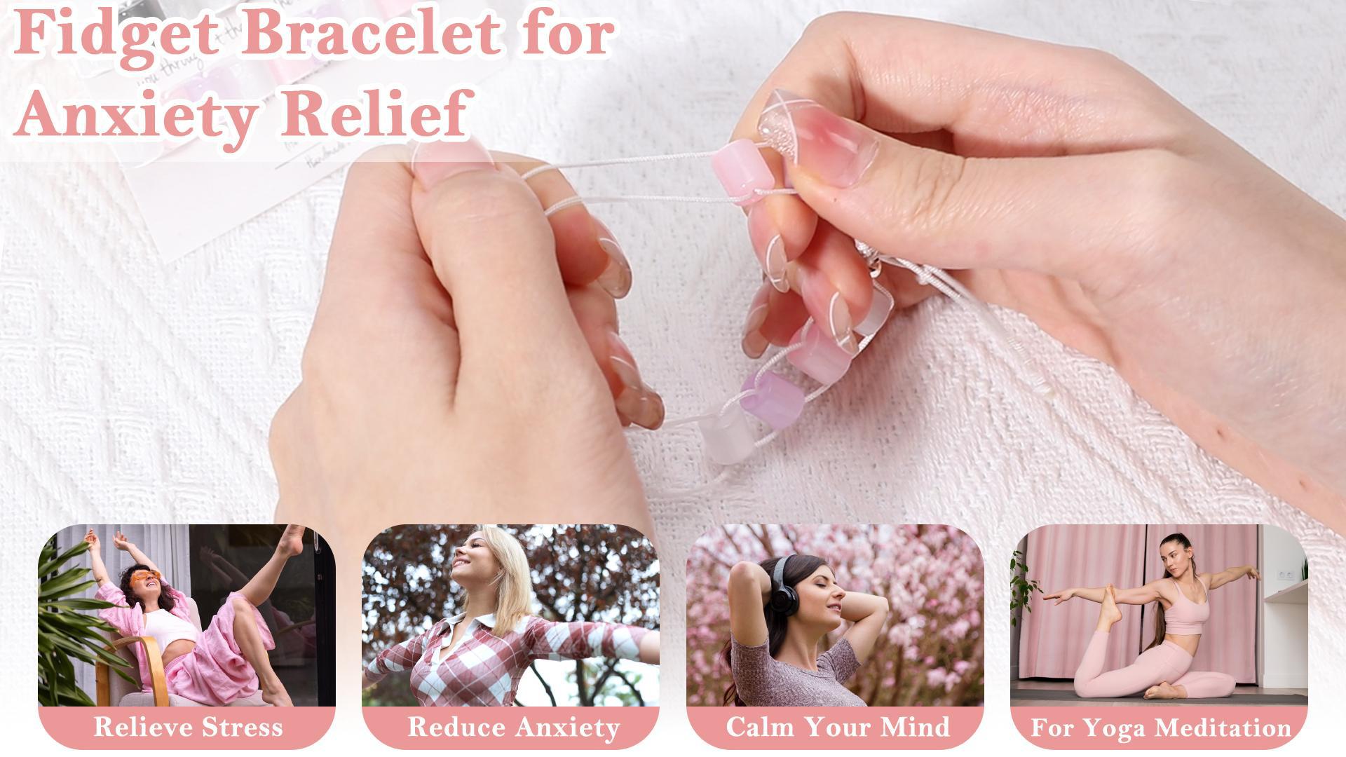 Pulsera ajustable de resina con cuentas en colores rosa y púrpura miniatura 7