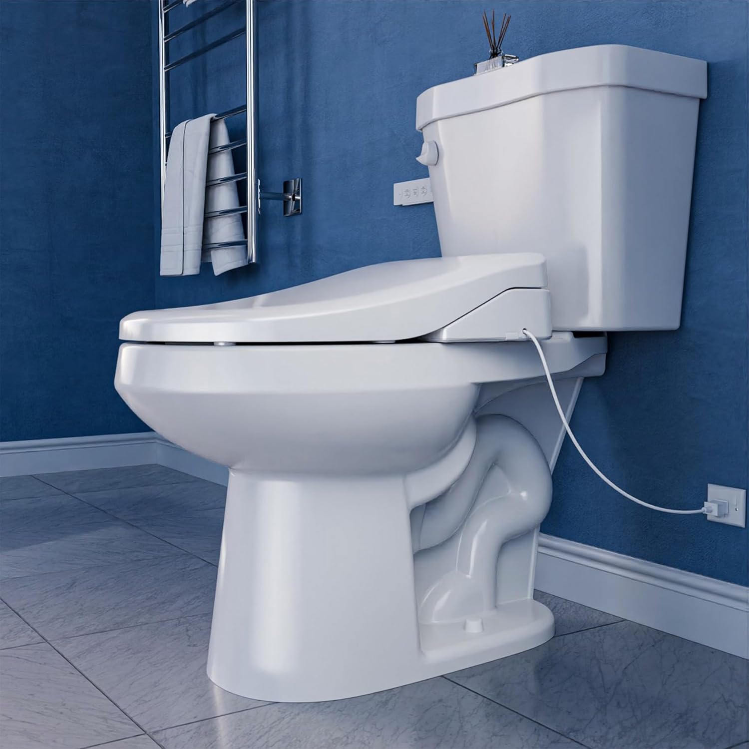 ANZZI Smart Bidet Seat with Auto Lid, Heated, Warm Water, Air Dryer, Self Cleaning, Lady Wash, Deodorizer, and Classic Remote
